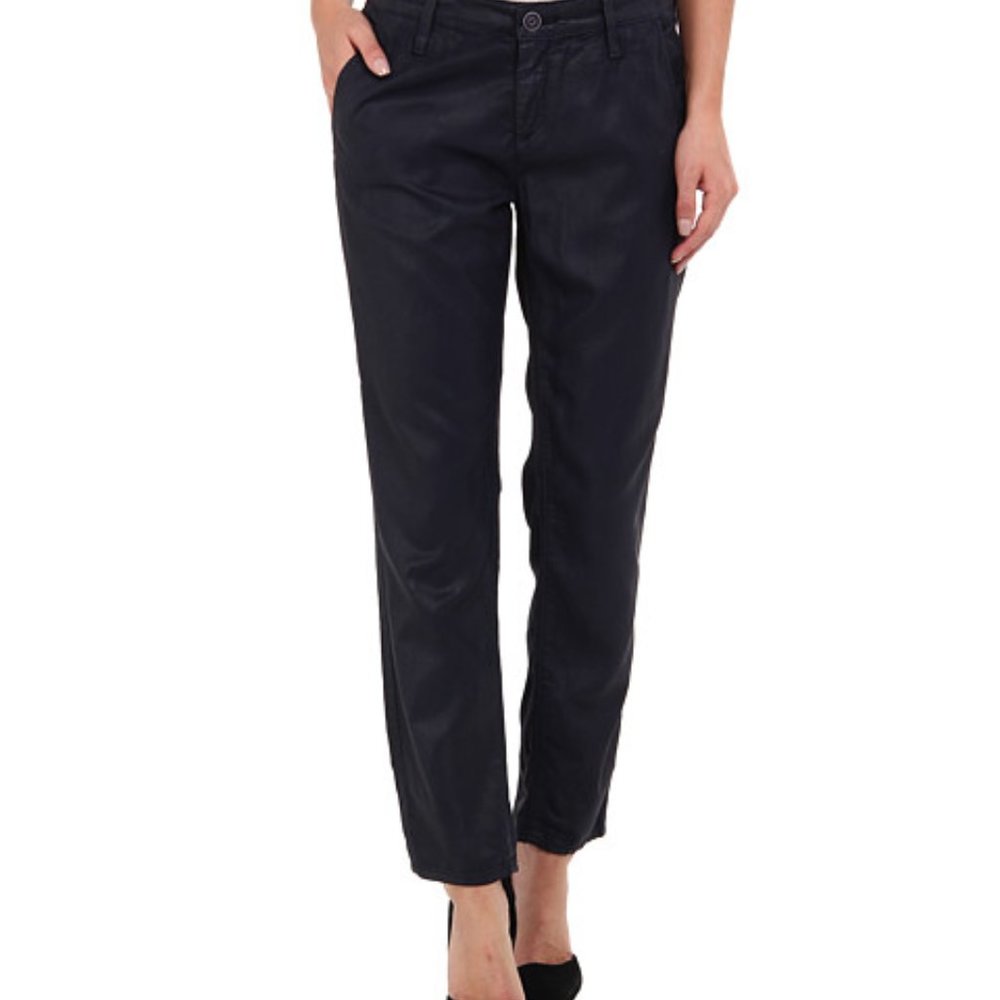 AG THE TRISTAN BLACK COATED TWILL PANTS SIZE 24